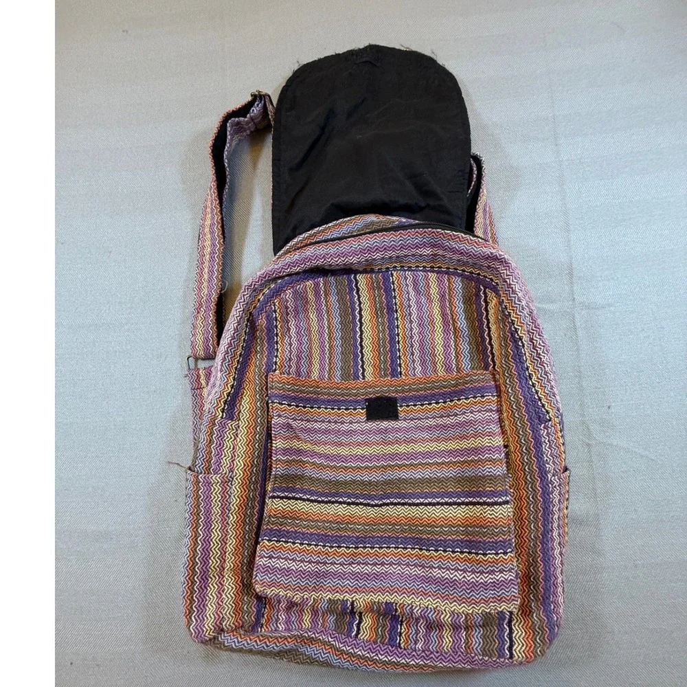 Flying High Footpath Trading Co Cotton Woven Backpack Nepal Boho Chevron 2237